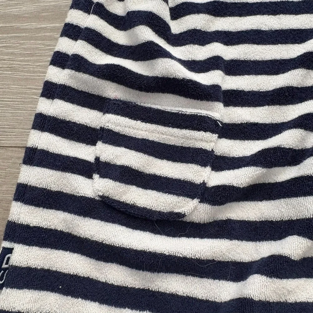 Snapper Rock Kids Navy‎ Blue White Stripe Pocket Hooded Romper 6-12 Months